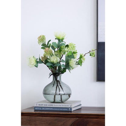 9" Light Gray Bubble Glass Round Table Vase HomeRoots