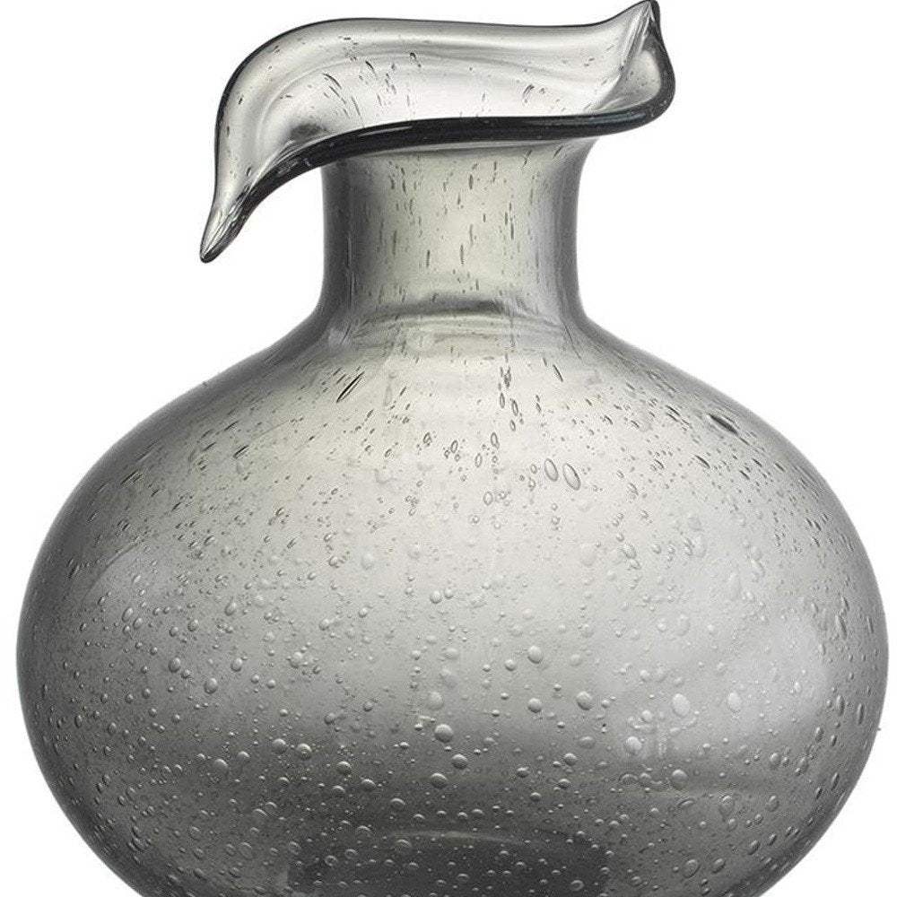 9" Light Gray Bubble Glass Round Table Vase HomeRoots