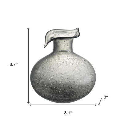9" Light Gray Bubble Glass Round Table Vase HomeRoots