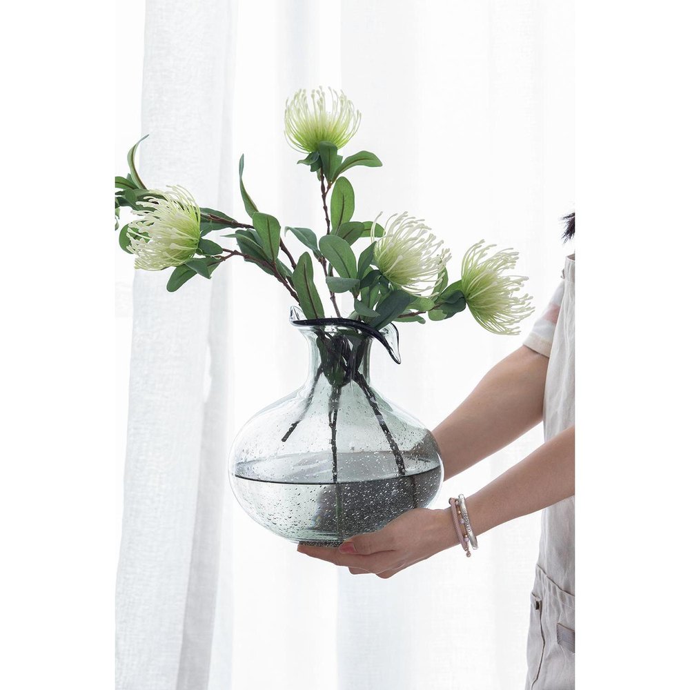 9" Light Gray Bubble Glass Round Table Vase HomeRoots