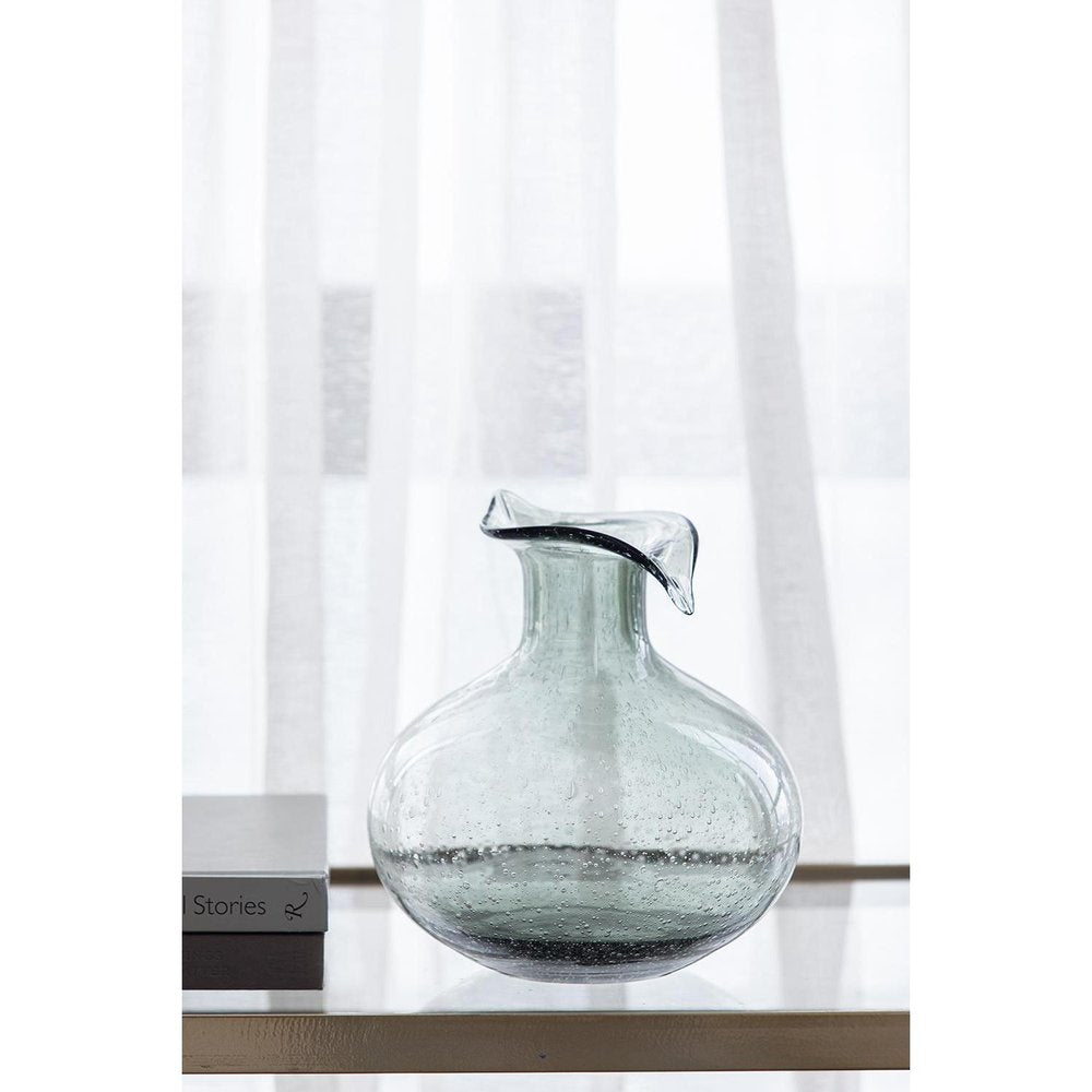 9" Light Gray Bubble Glass Round Table Vase HomeRoots