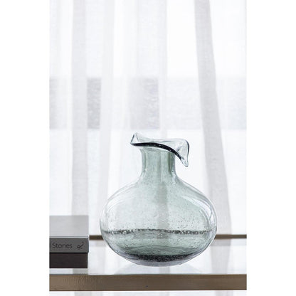 9" Light Gray Bubble Glass Round Table Vase HomeRoots