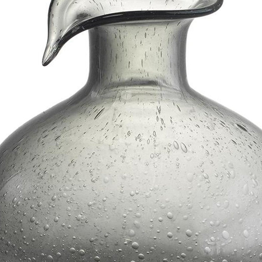 9" Light Gray Bubble Glass Round Table Vase HomeRoots