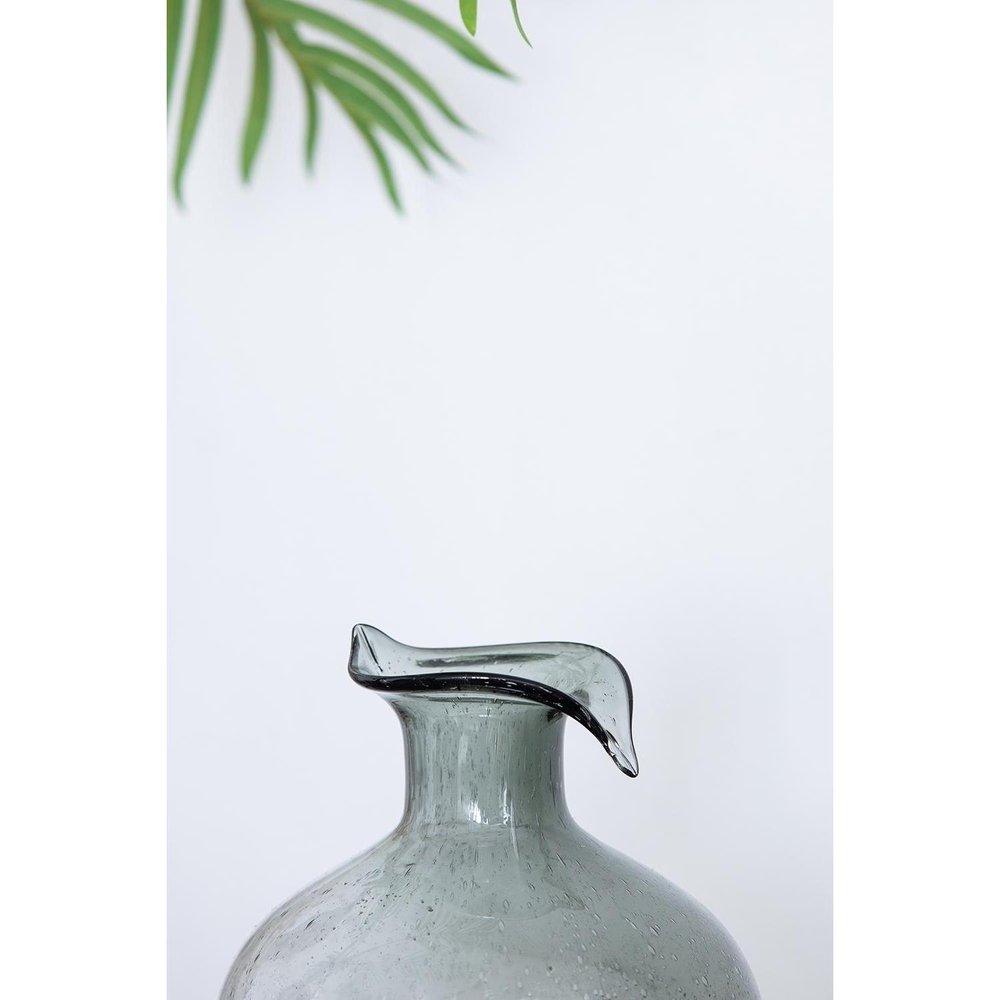 9" Light Gray Bubble Glass Round Table Vase HomeRoots