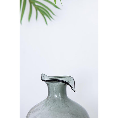 9" Light Gray Bubble Glass Round Table Vase HomeRoots
