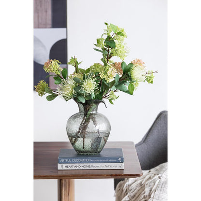 10" Light Gray Bubble Glass Round Table Vase HomeRoots