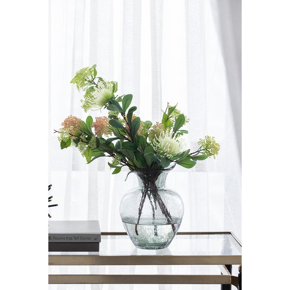 10" Light Gray Bubble Glass Round Table Vase HomeRoots