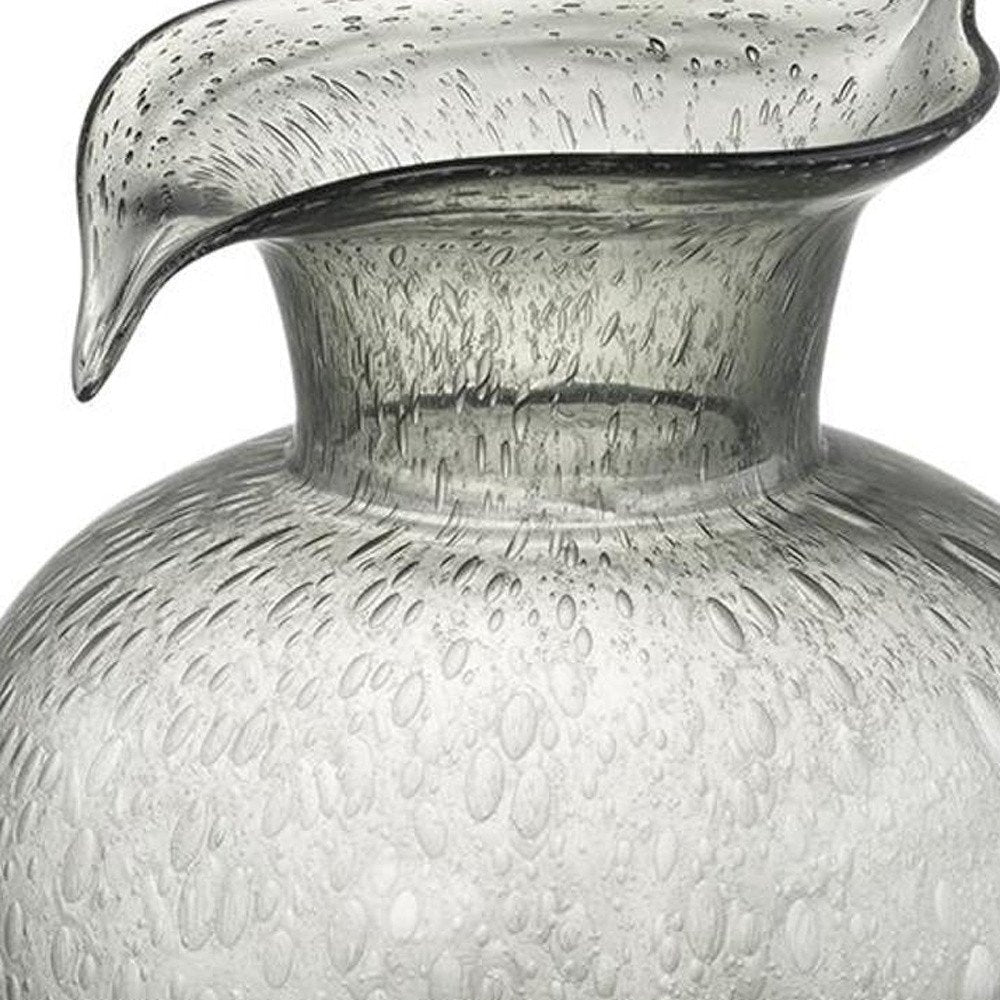 10" Light Gray Bubble Glass Round Table Vase HomeRoots