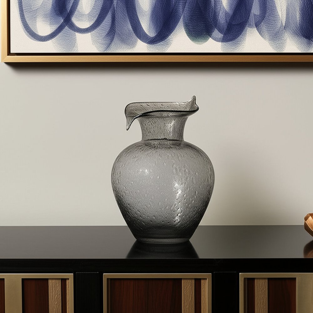10" Light Gray Bubble Glass Round Table Vase HomeRoots