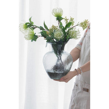 10" Light Gray Bubble Glass Round Table Vase HomeRoots