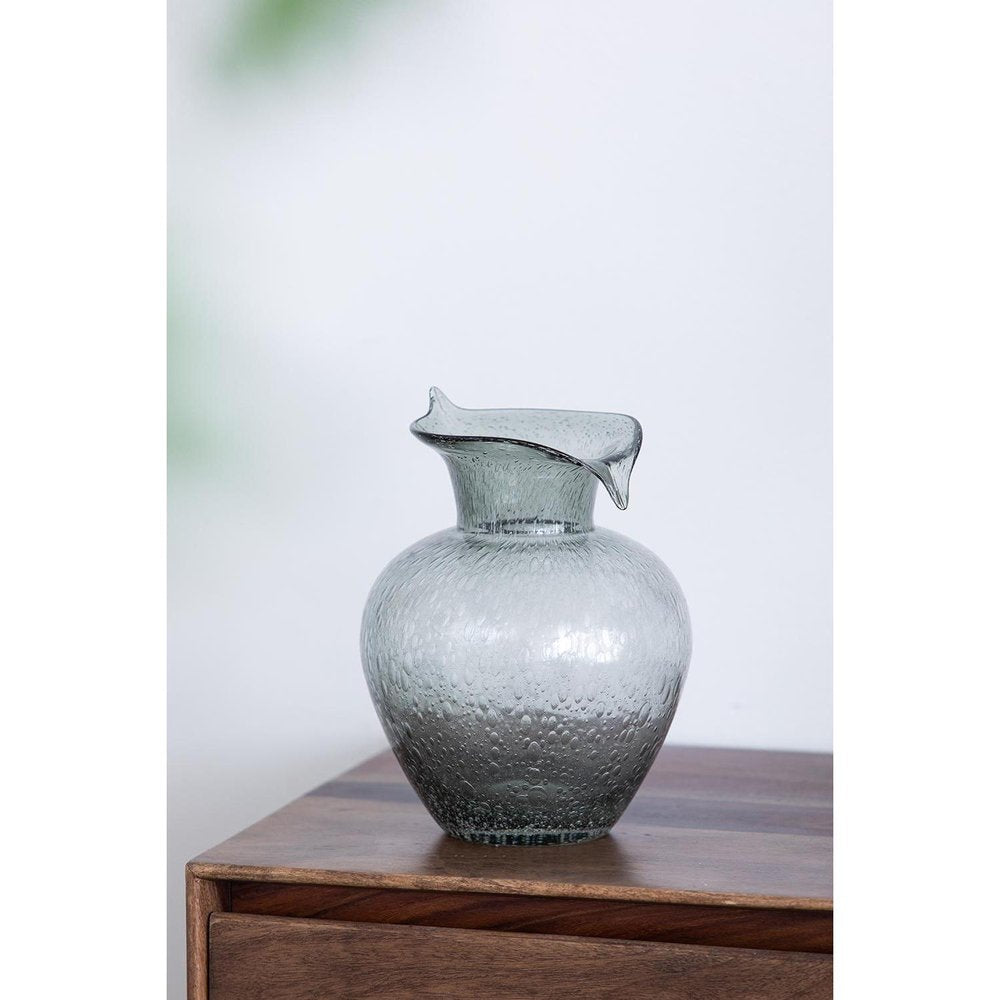 10" Light Gray Bubble Glass Round Table Vase HomeRoots