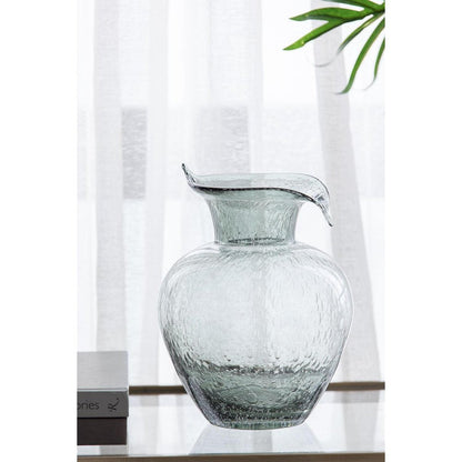 10" Light Gray Bubble Glass Round Table Vase HomeRoots