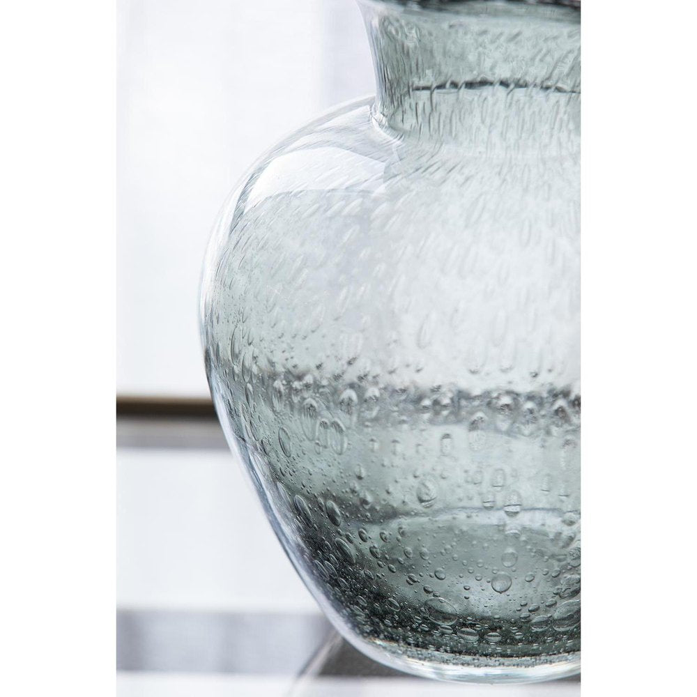 10" Light Gray Bubble Glass Round Table Vase HomeRoots
