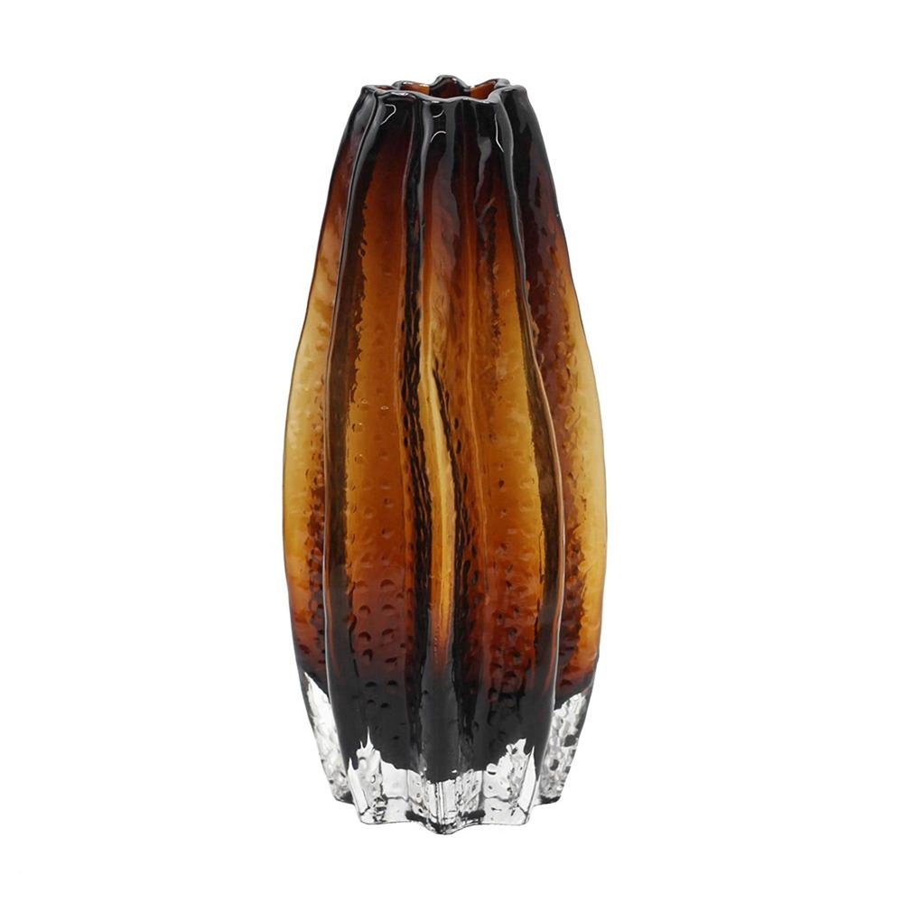 12" Burnt Umber Wavy Glass Table Vase HomeRoots