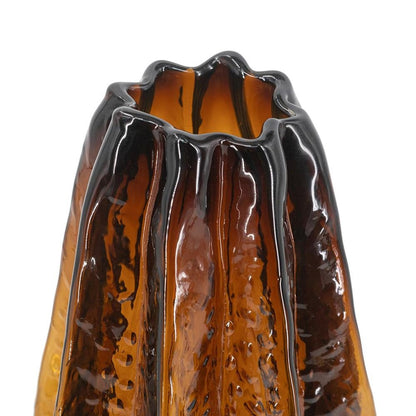 12" Burnt Umber Wavy Glass Table Vase HomeRoots