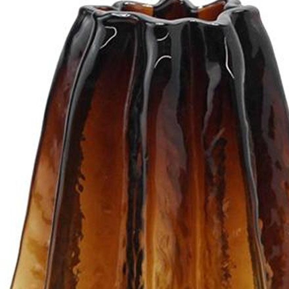 12" Burnt Umber Wavy Glass Table Vase HomeRoots