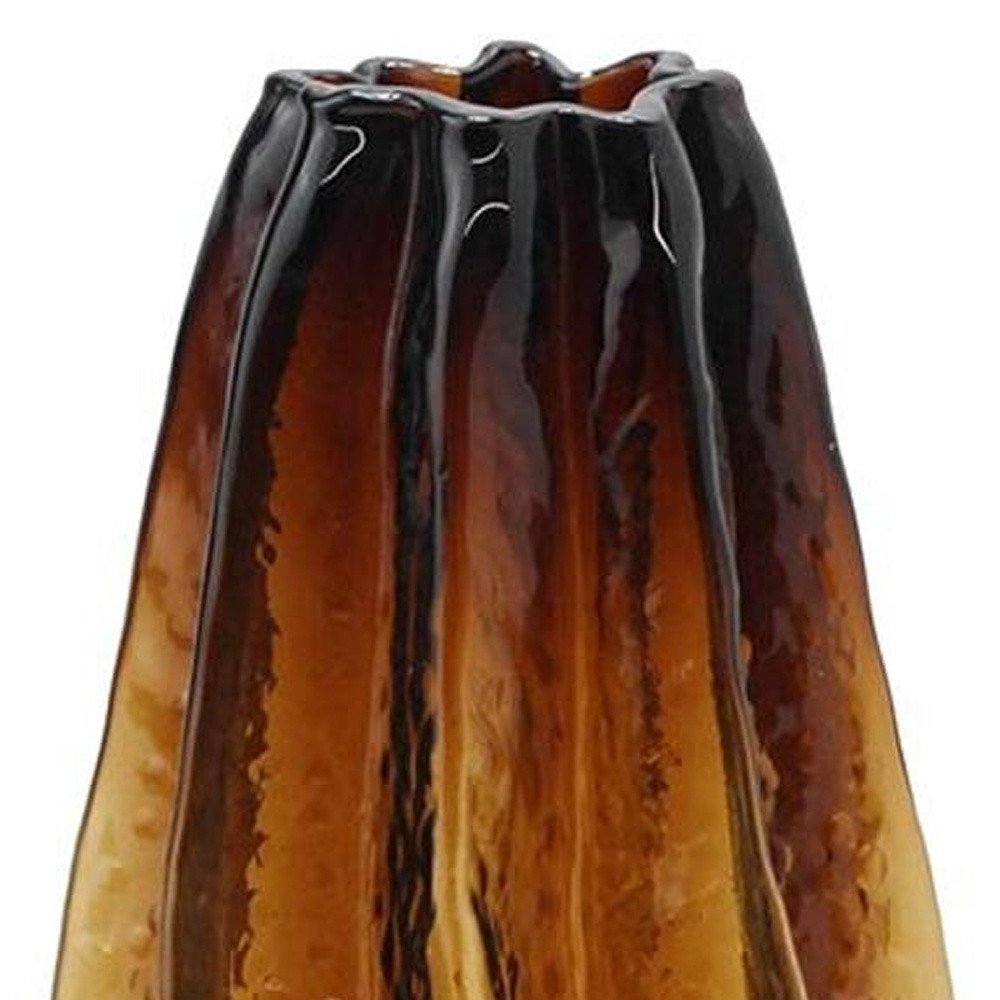 12" Burnt Umber Wavy Glass Table Vase HomeRoots
