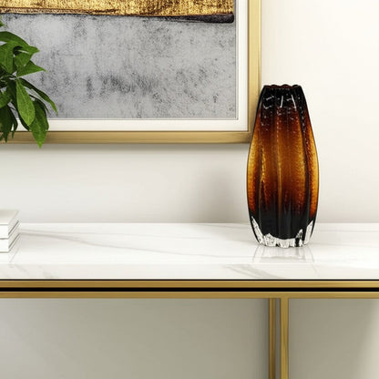 12" Burnt Umber Wavy Glass Table Vase HomeRoots