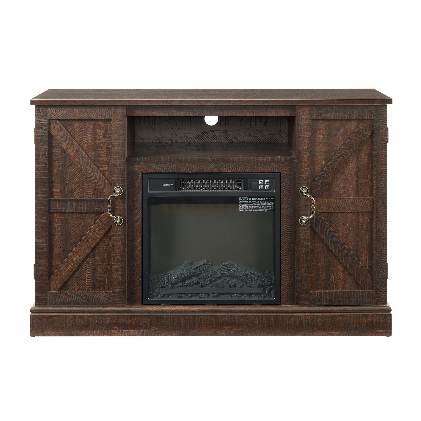 Farmhouse Classic Media TV Stand Antique Entertainment Console for TV up to 50" with 18" Electric Fireplace Insert