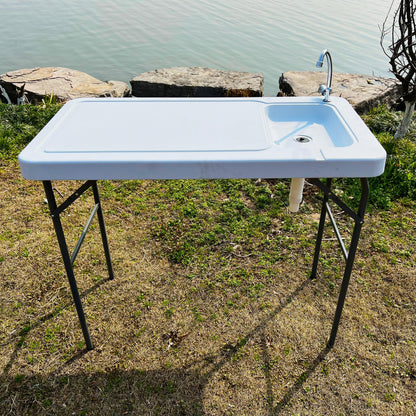 Outdoor Fish and Game Cutting Cleaning Table w/Sink and Faucet - FurniFindUSA