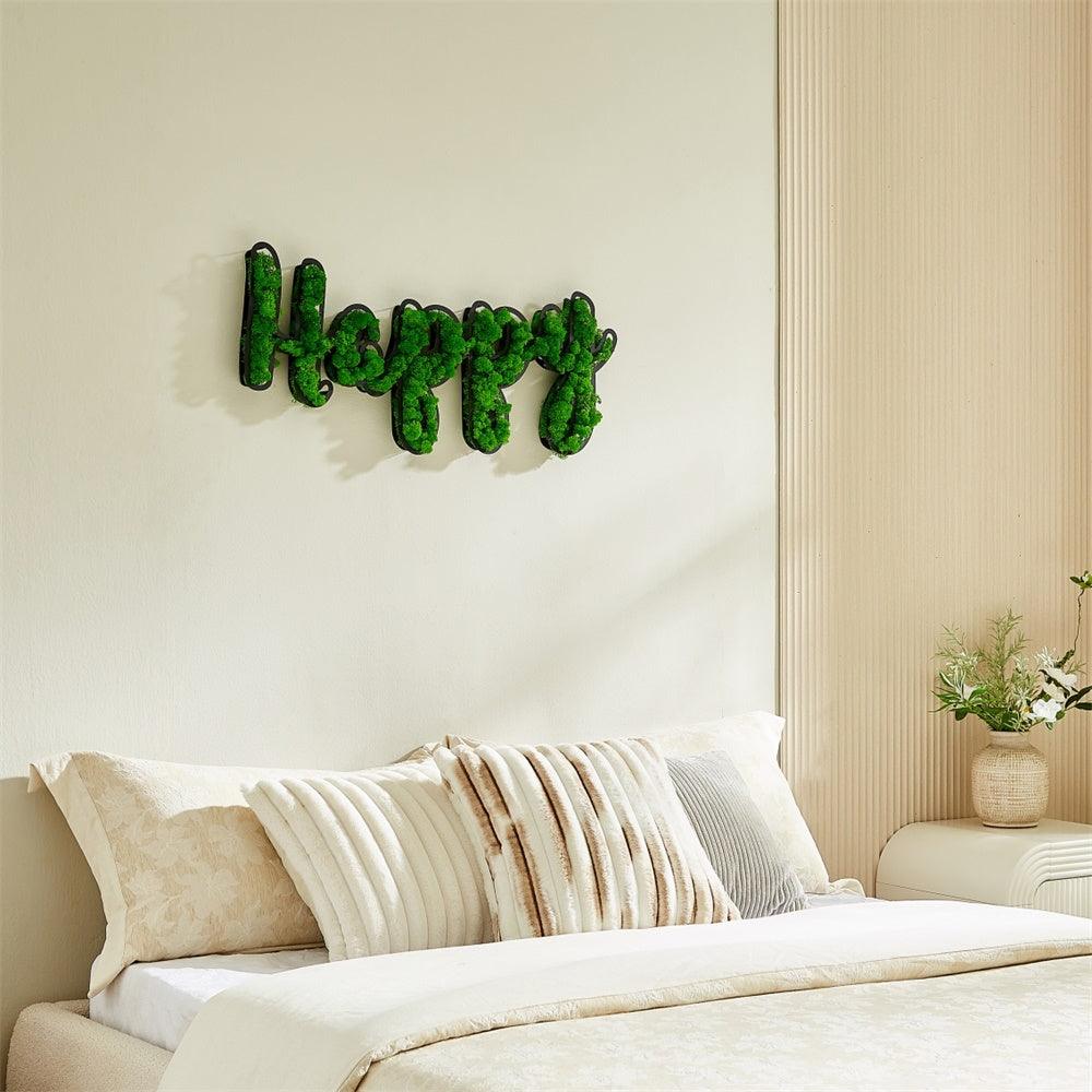 HAPPY Letter Art Moss Wall Decor - FurniFindUSA