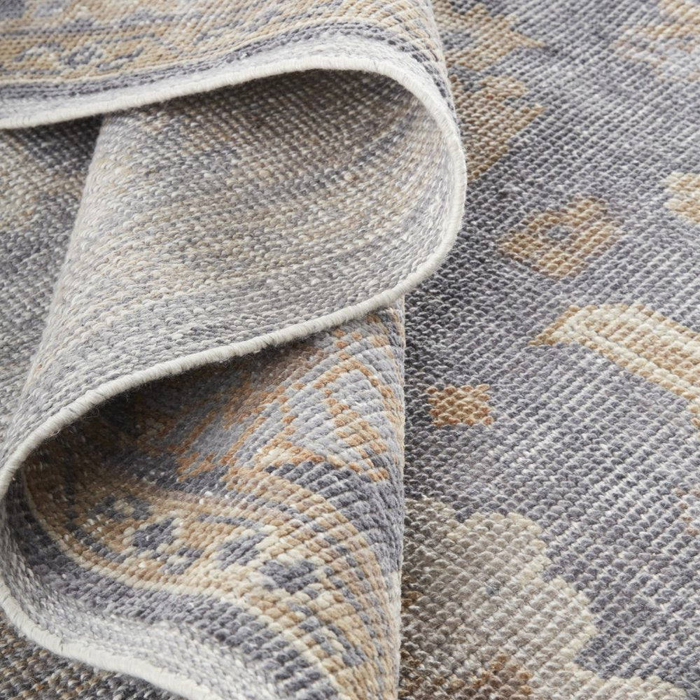 5' X 8' Blue Gray and Tan Oriental Hand Knotted Worn Faded Area Rug HomeRoots