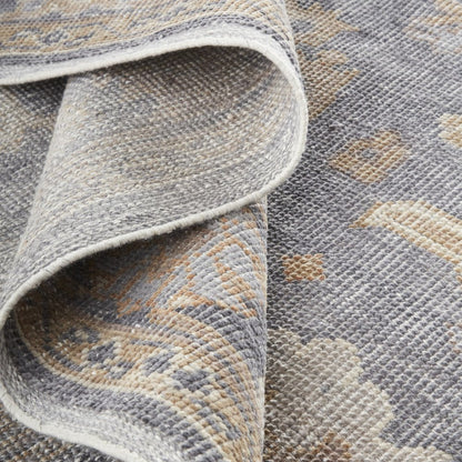 5' X 8' Blue Gray and Tan Oriental Hand Knotted Worn Faded Area Rug HomeRoots