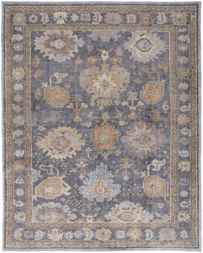 5' X 8' Blue Gray and Tan Oriental Hand Knotted Worn Faded Area Rug HomeRoots