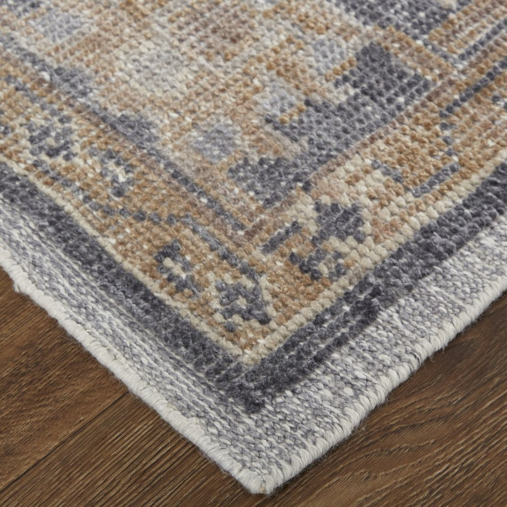 5' X 8' Blue Gray and Tan Oriental Hand Knotted Worn Faded Area Rug HomeRoots