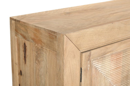 102" Beige Solid Wood Carved Geometric Sideboard With Four Doors HomeRoots