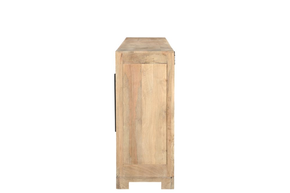 102" Beige Solid Wood Carved Geometric Sideboard With Four Doors HomeRoots