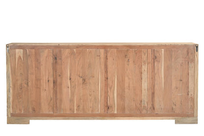102" Beige Solid Wood Carved Geometric Sideboard With Four Doors HomeRoots