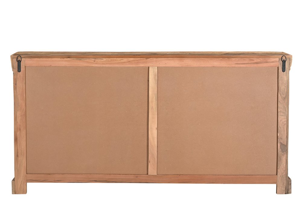 72" Brown Distressed Reclaimed Wood Sideboard With Four Glass Doors HomeRoots