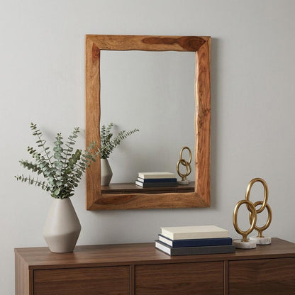 44" Brown Solid Wood Live Edge Framed Accent Mirror HomeRoots