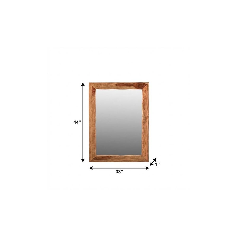 44" Brown Solid Wood Live Edge Framed Accent Mirror HomeRoots