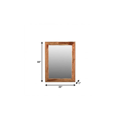 44" Brown Solid Wood Live Edge Framed Accent Mirror HomeRoots