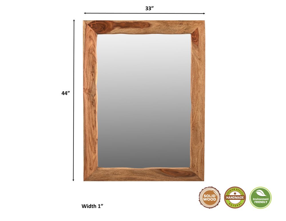 44" Brown Solid Wood Live Edge Framed Accent Mirror HomeRoots