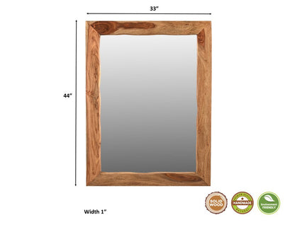 44" Brown Solid Wood Live Edge Framed Accent Mirror HomeRoots