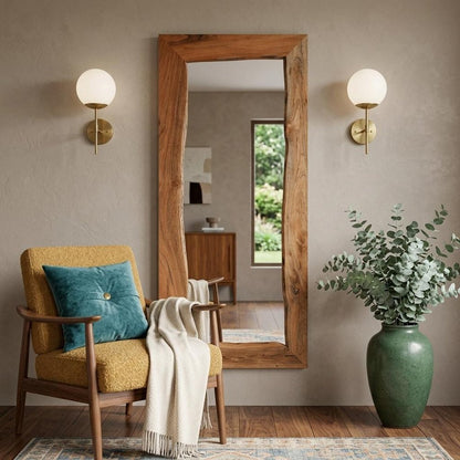 32" Brown Live Edge Solid Wood Full Length Hanging Mirror HomeRoots