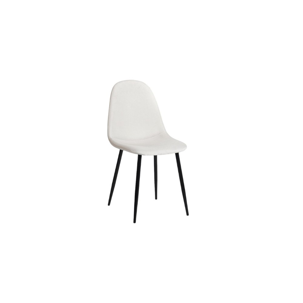 Set of Four Beige and Black Fabric and Metal Dining Side Chairs — view 6