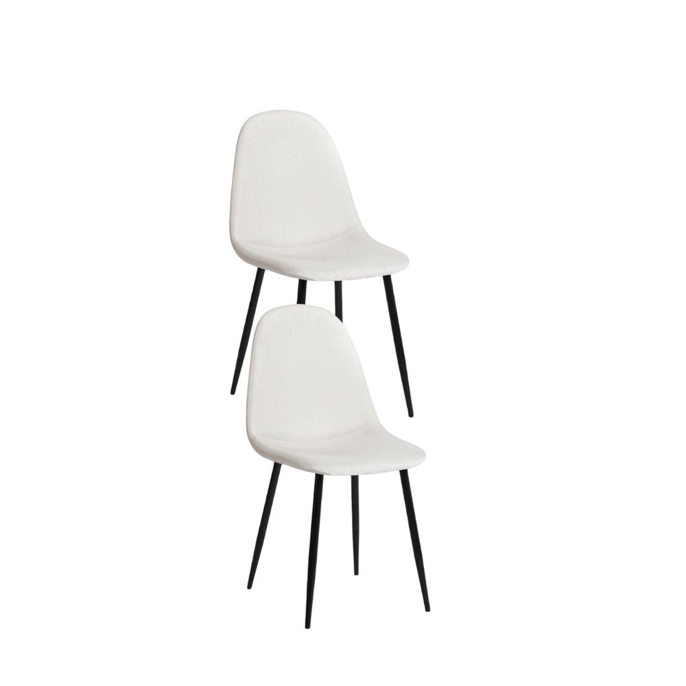 Set of Four Beige and Black Fabric and Metal Dining Side Chairs — view 7