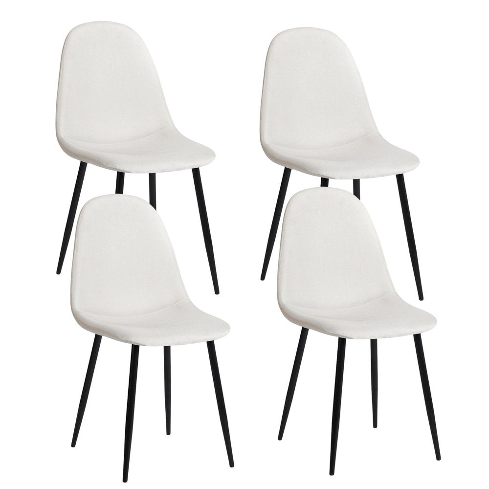 Set of Four Beige and Black Fabric and Metal Dining Side Chairs — view 1