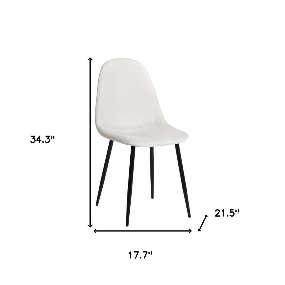 Set of Four Beige and Black Fabric and Metal Dining Side Chairs — view 9