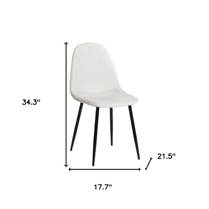 Set of Four Beige and Black Fabric and Metal Dining Side Chairs