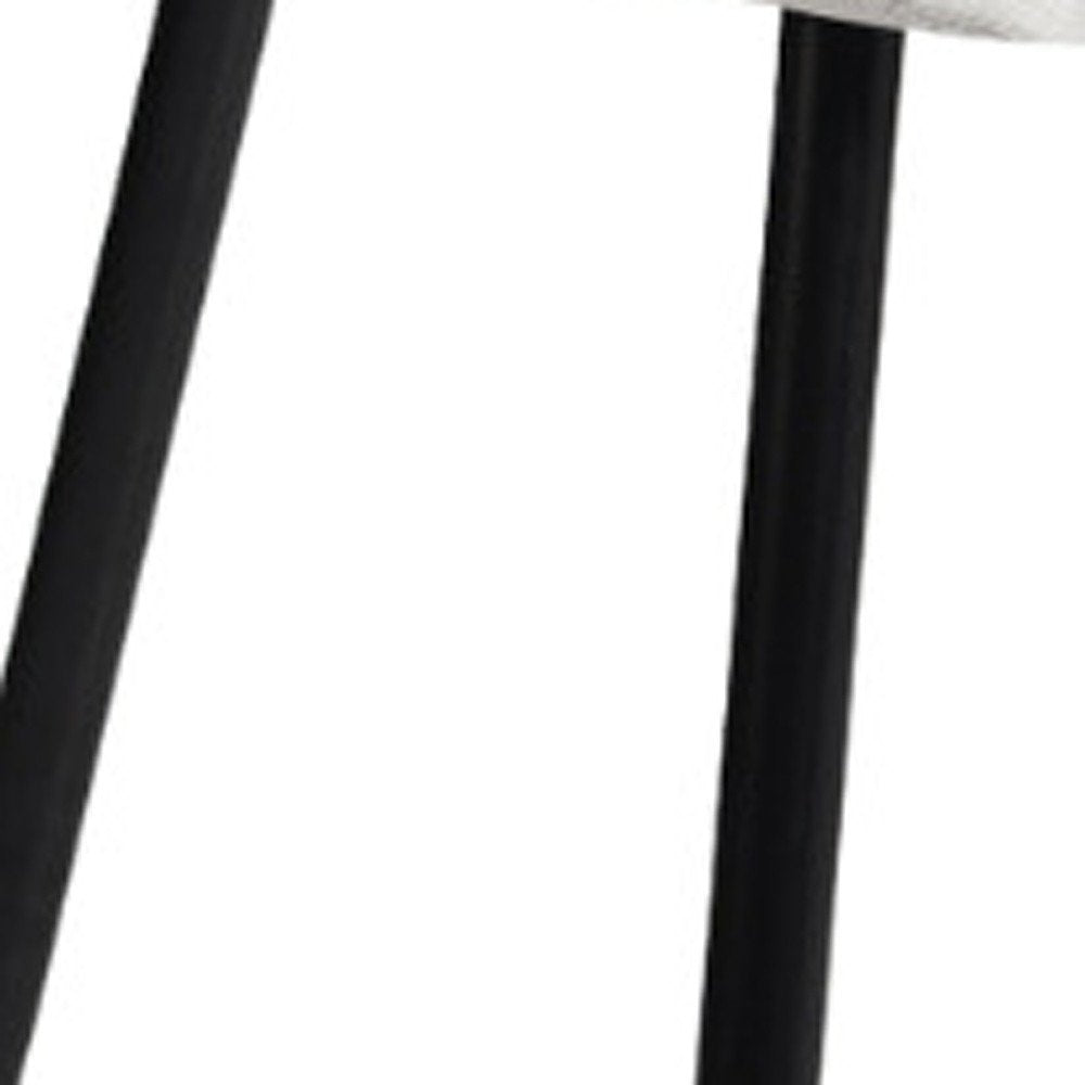 Set of Four Beige and Black Fabric and Metal Dining Side Chairs — view 4