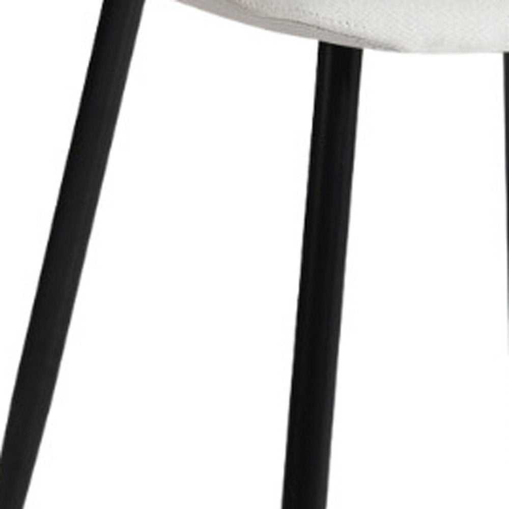 Set of Four Beige and Black Fabric and Metal Dining Side Chairs — view 5
