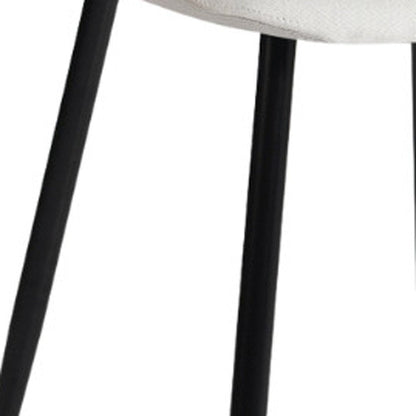 Set of Four Beige and Black Fabric and Metal Dining Side Chairs