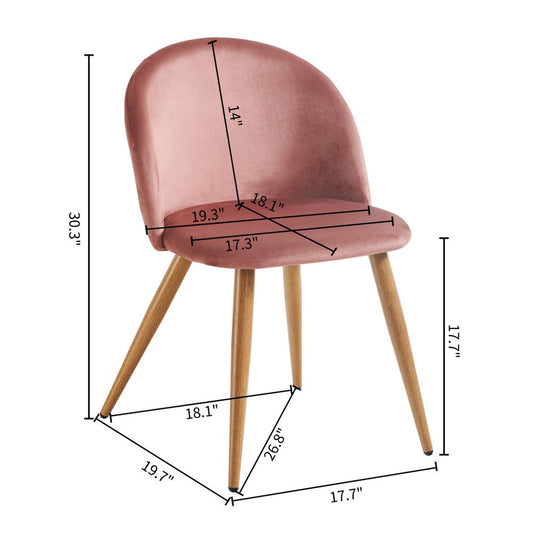 Set of Two Pink and Oak Upholstered Velvet Dining Side Chairs HomeRoots