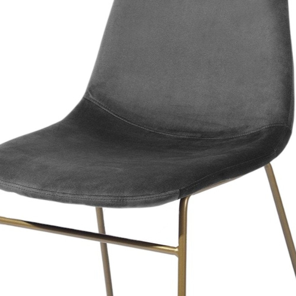Set of Two Dark Green and Gold Velvet and Metal Dining Side Chairs — view 10