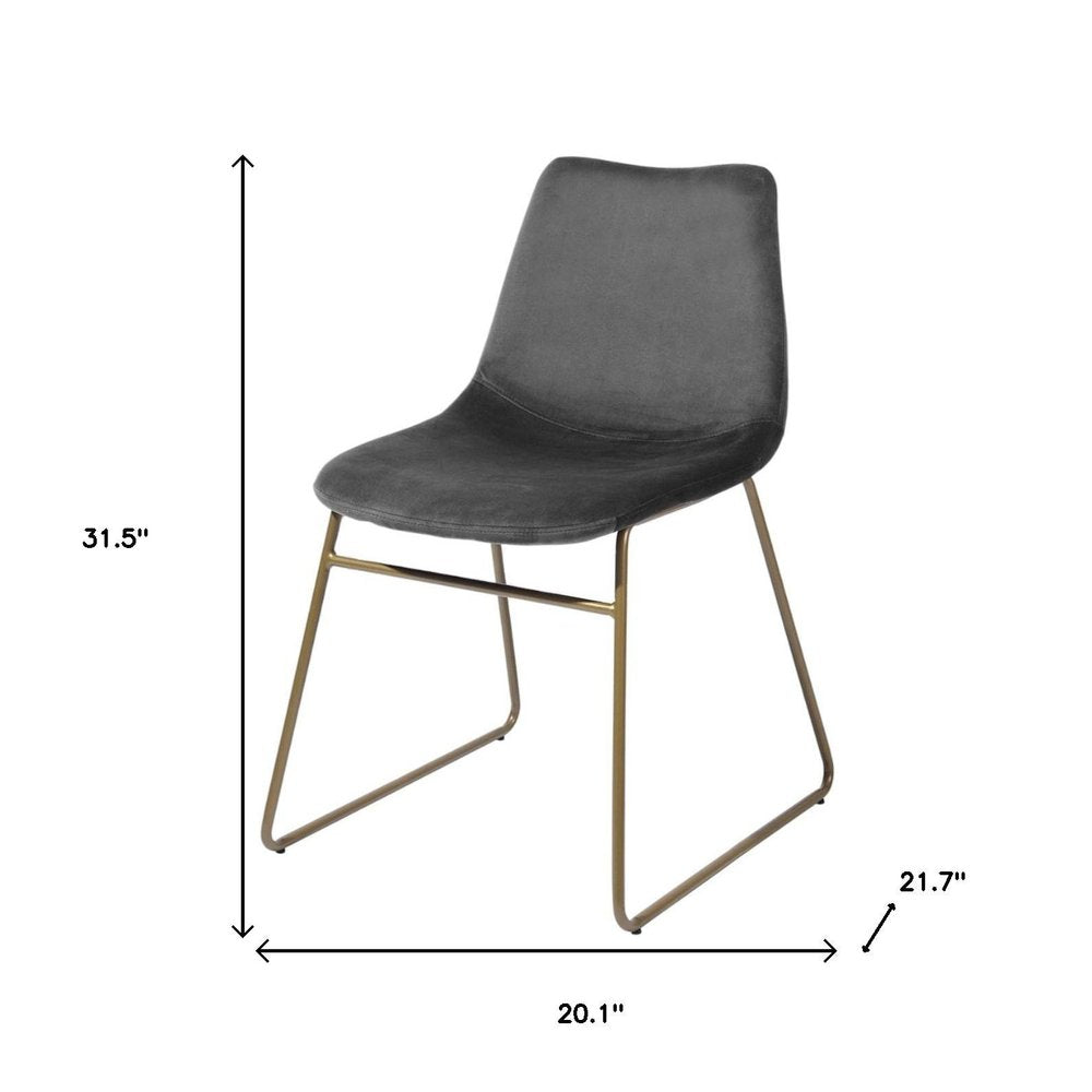 Set of Two Dark Green and Gold Velvet and Metal Dining Side Chairs — view 24